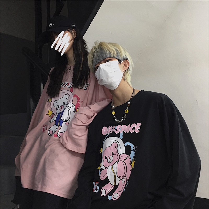 Áo Thun Tay Dài Unisex GẤU OUT SPACE Thu Đông Ulzzang