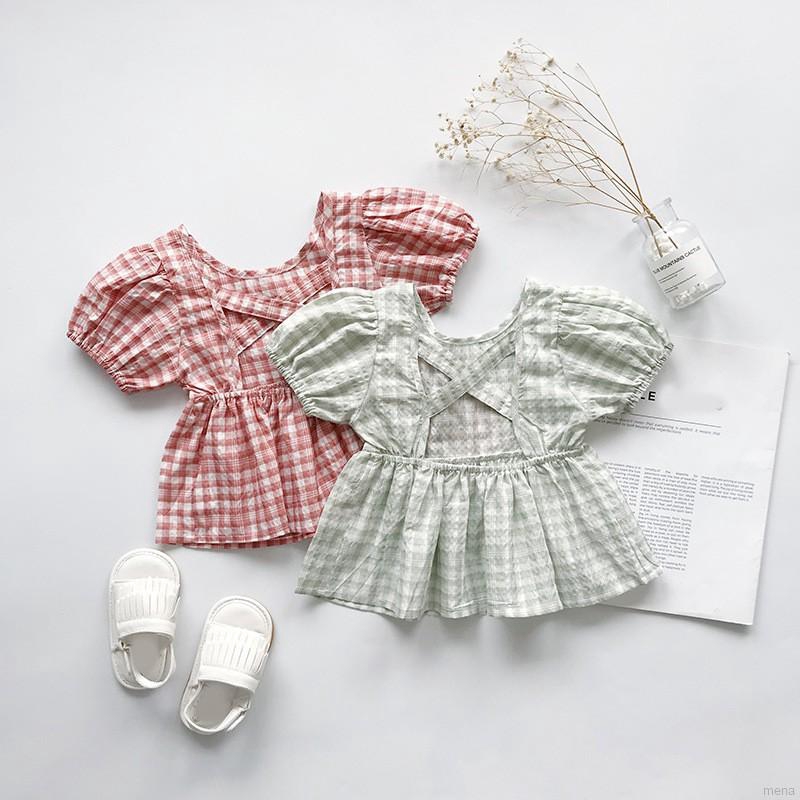 Áo thun tay ngắn in họa tiết kẻ sọc kiểu Nhật xinh xắn cho bé gái