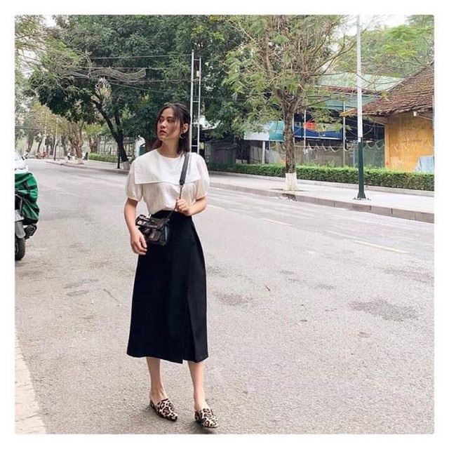 Chân váy maxi tà chéo cho nữ