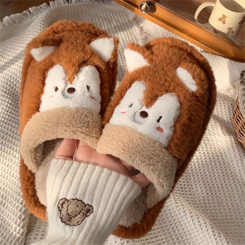 Dép Bông Đi Trong Nhà Hình Sóc Hoạt Hình Cho Nam Nữ