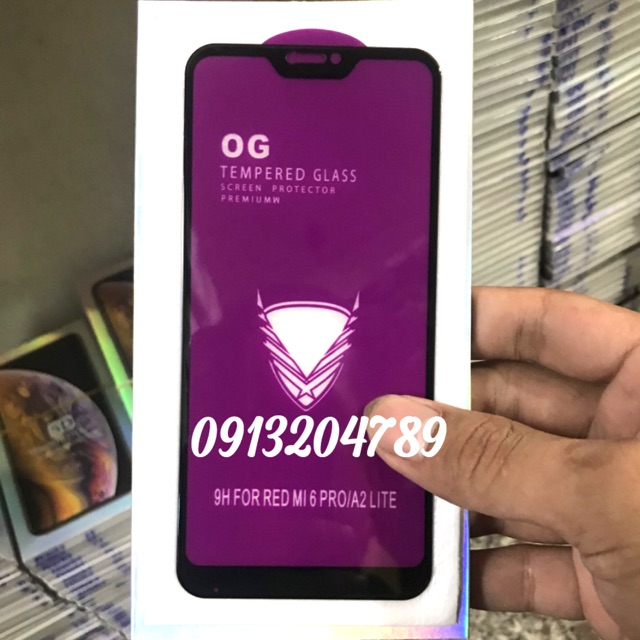 Kính OG xiaomi Redmi 6 pro / Mi A2 lite khoan không thủng