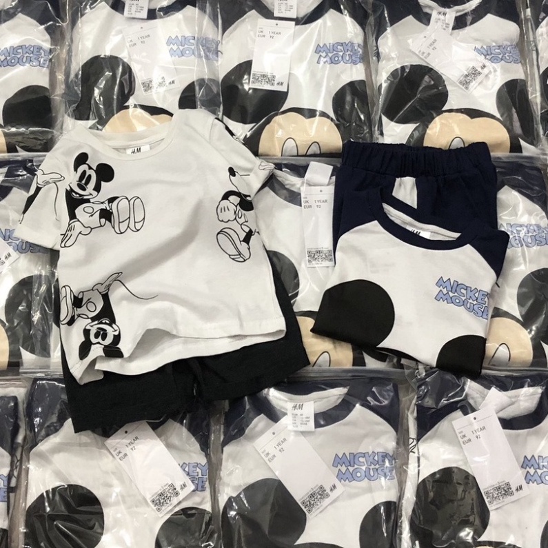 Bộc cộc tay bé trai - Set 2 bộ cotton Mickey Hm cho bé trai size 1-6t