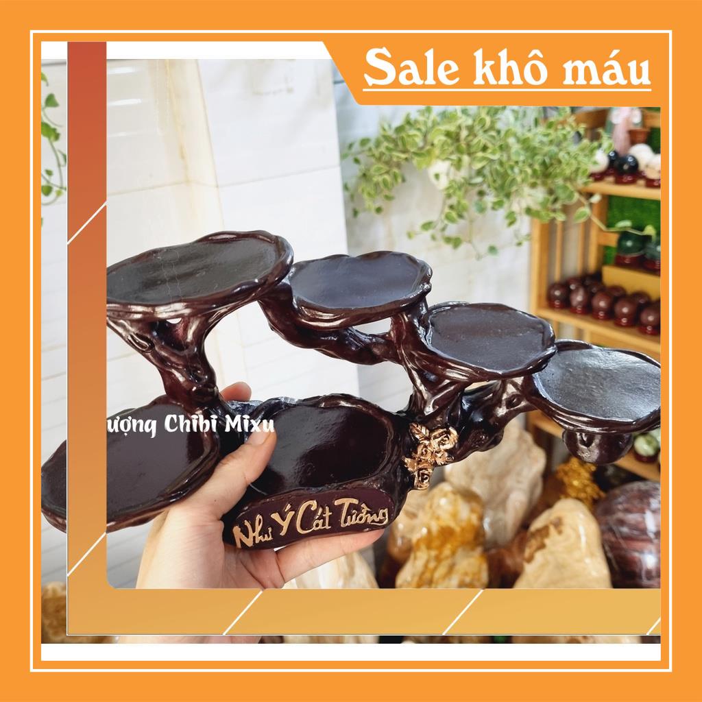 Bộ Ngũ Phúc 6cm kèm tượng Di Lặc và chân đế Như Ý Cát Tường