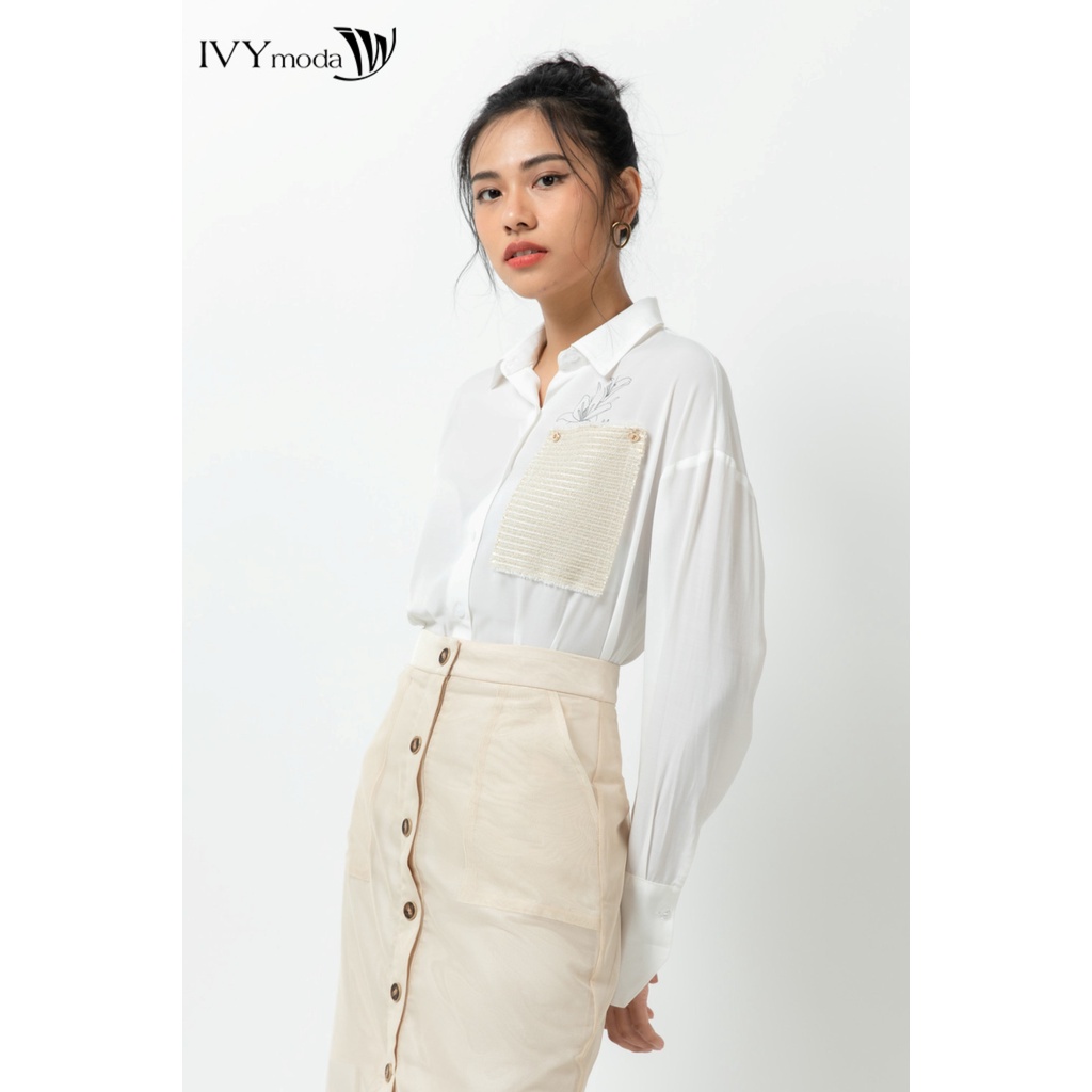 Áo sơ mi nữ ráp vải IVY moda MS 17M5781