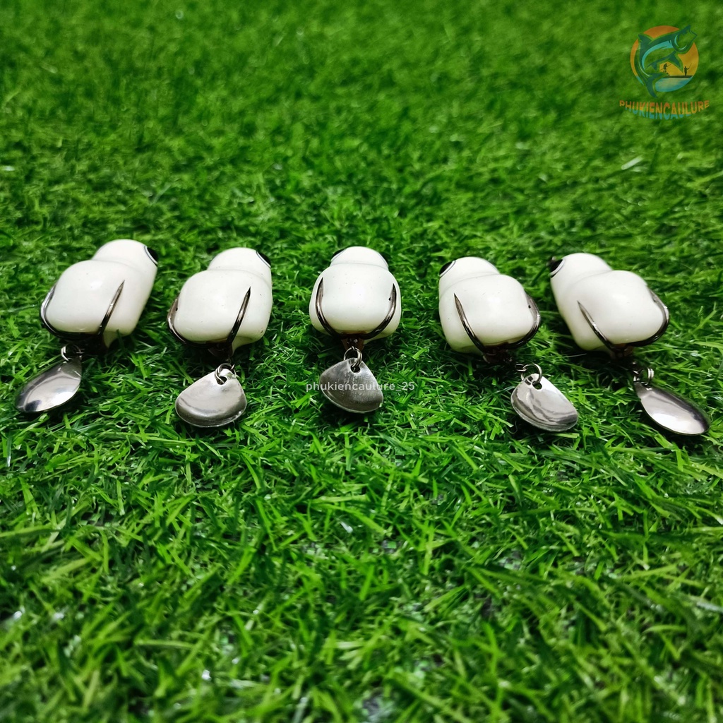 Mồi lure nhái hơi màu trắng ngọc trinh 8g đi nổi và 13g đi lửng - Mồi câu lure nhái hơi phukiencaulure