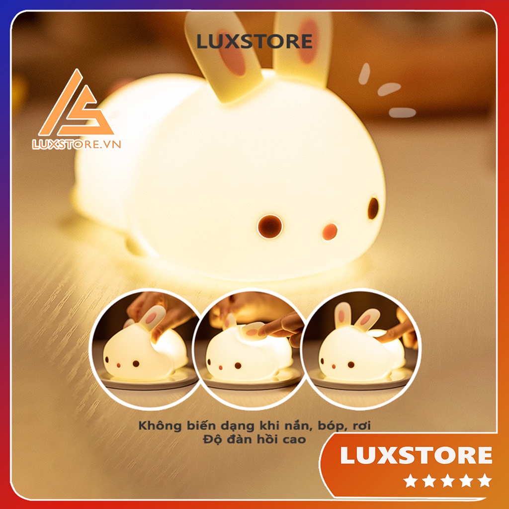 ĐÈN NGỦ SILICON THỎ CON CUTE ĐỂ BÀN TRANG TRÍ DECOR – LUXSTORE