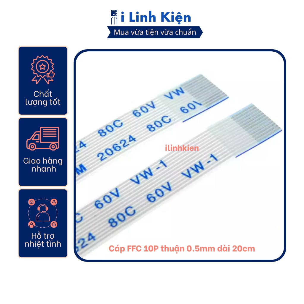 Cáp FFC 10P thuận 0.5mm dài 20cm