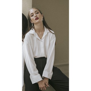 [thelegswork] Evette Shirt | Áo sơ mi oversized sọc đen.