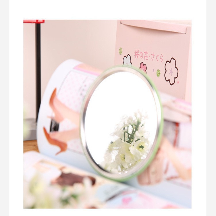 Gương trang điểm mini cầm tay bỏ túi Hàn Quốc mini siêu cute viền kim loại