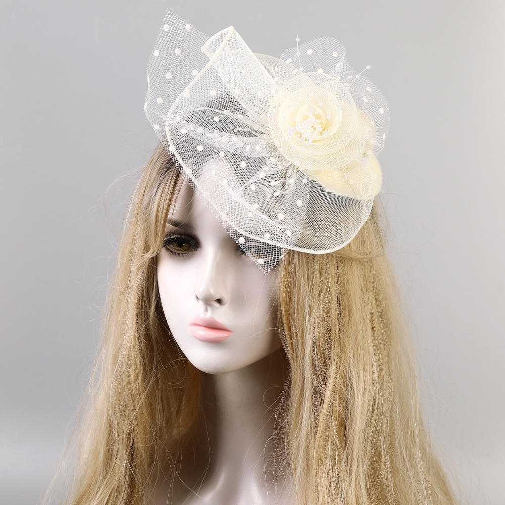 Mũ Lưới Đính Hoa Hồng Và Ngọc Trai Thanh Lịch Cho Cô Dâu