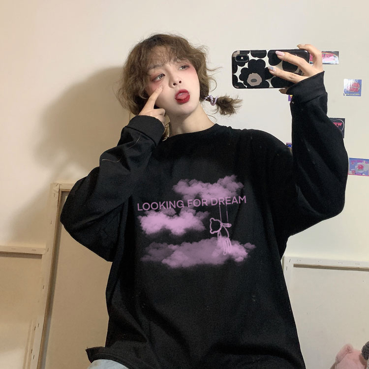 Women Korean Long Sleeve Cloud Printed Blouse | BigBuy360 - bigbuy360.vn