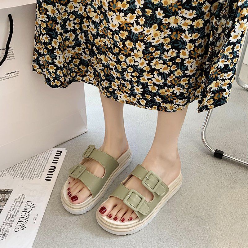 Dép Quai Ngang Đế Dày Chống Trượt Thiết Kế Mới Thời Trang Mùa Hè Cho Nữ