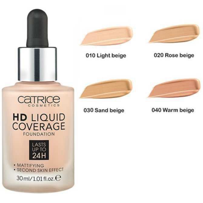 Kem nền Catrice HD Liquid Coverage Foundation, Phấn Nền Che Khuyết Điểm Catrice HD 24h 30ml Chính Hãng