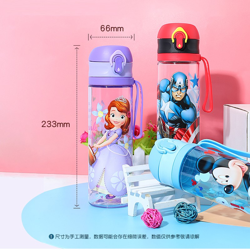 DISNEY Bình Nước 570ML Hình Người Nhện Marvel Kèm Ống Hút Xinh Xắn Cho Bé