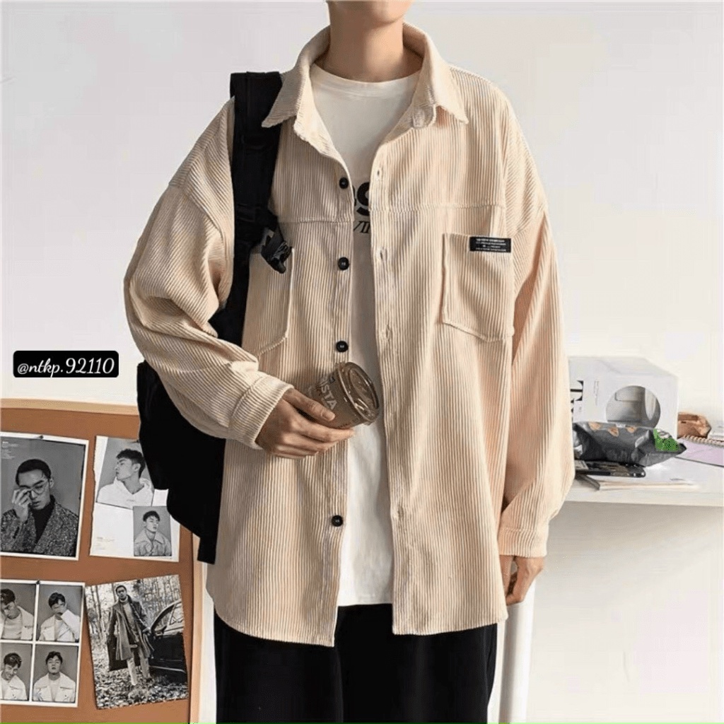 Áo Khoác Nhung Form Rộng 2 Túi Ngực Độc Đáo Phối Logo Thêu Cá Tính TP132 [NewUnisex]