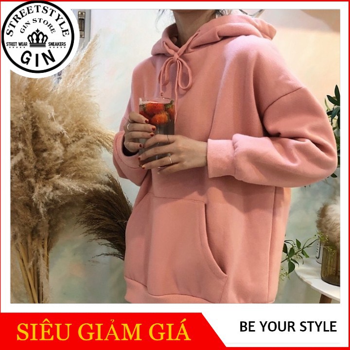 Áo hoodie hồng trơn - Gin store