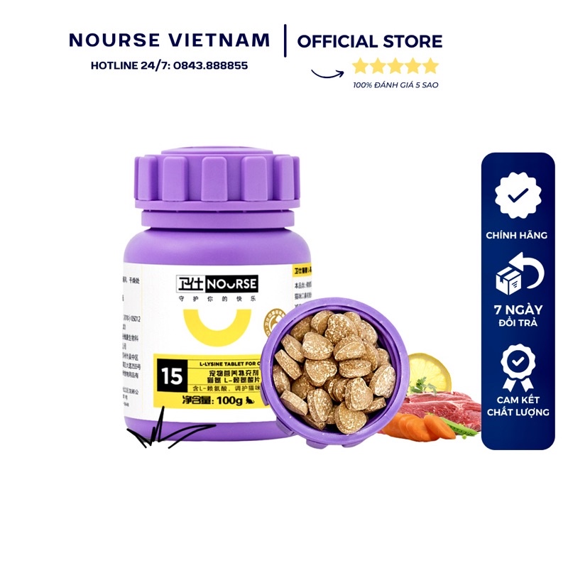 Nourse 15 Vitamin cho mèo với Lysine hỗ trợ hô hấp tăng đề kháng NourseVietnam VN15