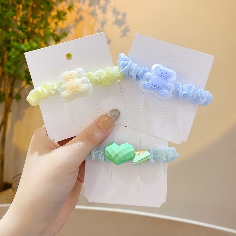 ✨✨Dây Buộc Tóc Xếp Ly Họa Tiết Gấu Dễ Thương Cho Nữ Sinh