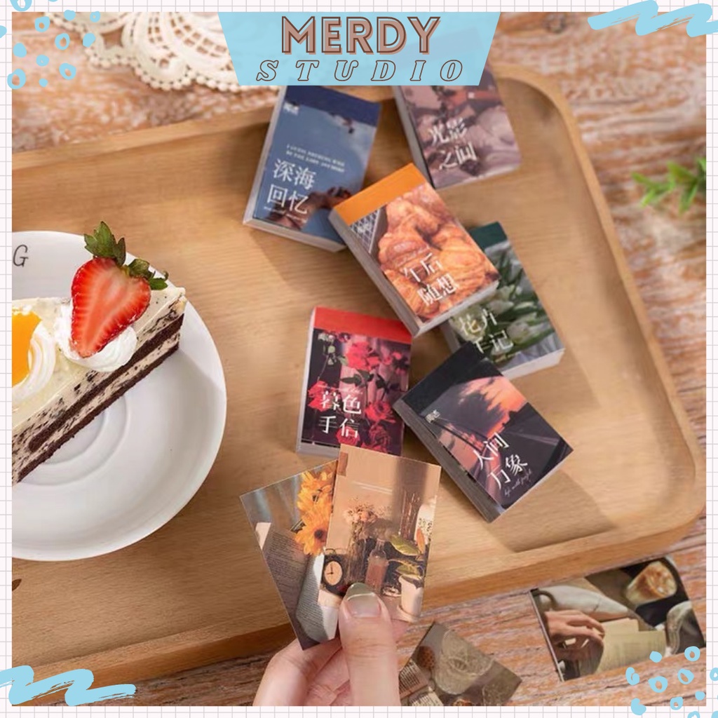 Tập 50 tấm sticker phong cảnh vintage nhiều chủ đề