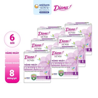 Combo 6 gói Băng vệ sinh Diana kháng khuẩn hàng ngày gói 8 miếng