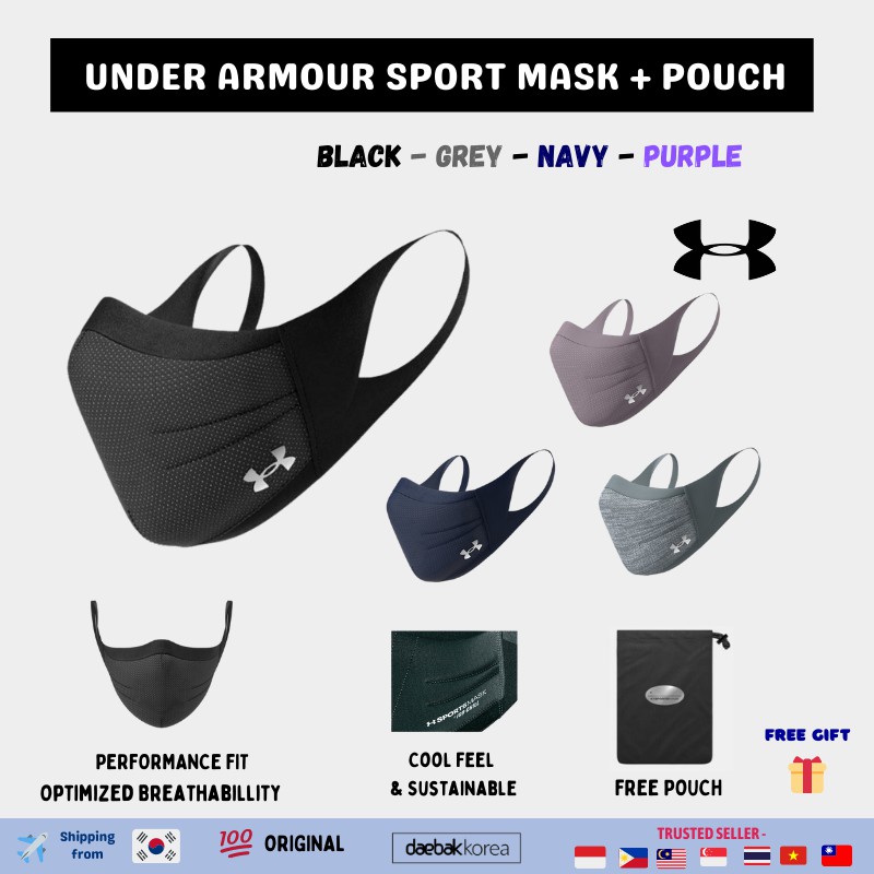 UNDER ARMOUR Official Sport Mask + Free Pouch / Korea Original