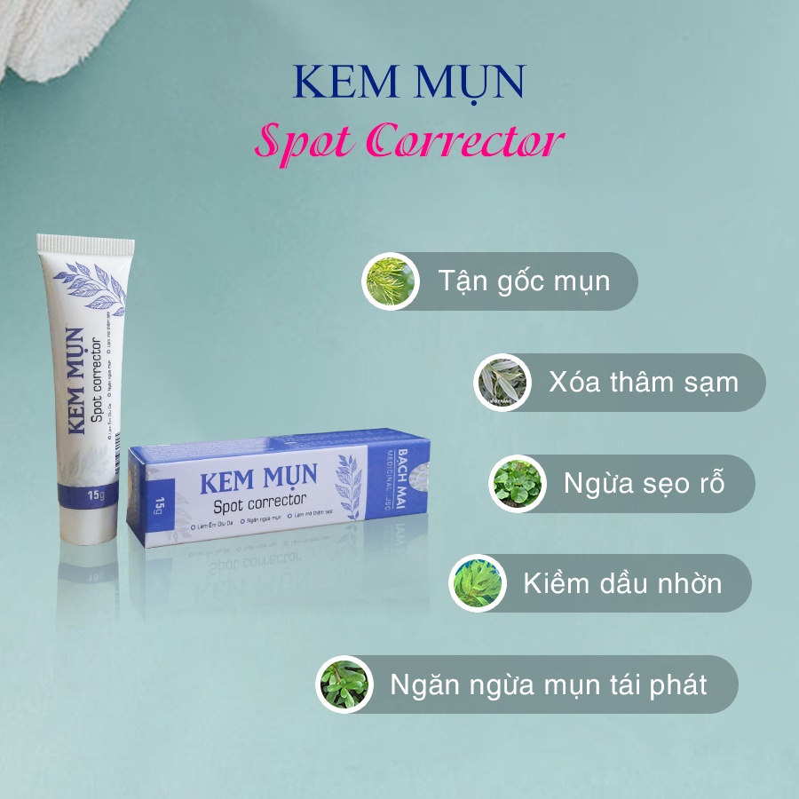Kem mụn trứng cá, mụn đầu đen, mờ sẹo - Kem mun Spot Corrector chính hãng Bạch Mai