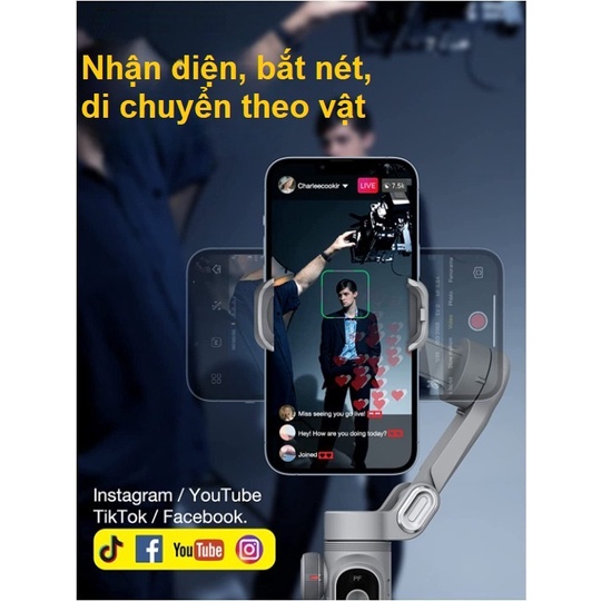 [Giao Hàng Hỏa Tốc] Gậy chống rung gimbal SMART X PRO, tay cầm Gimbal cho điện thoại hỗ trợ quay phim chụp ảnh