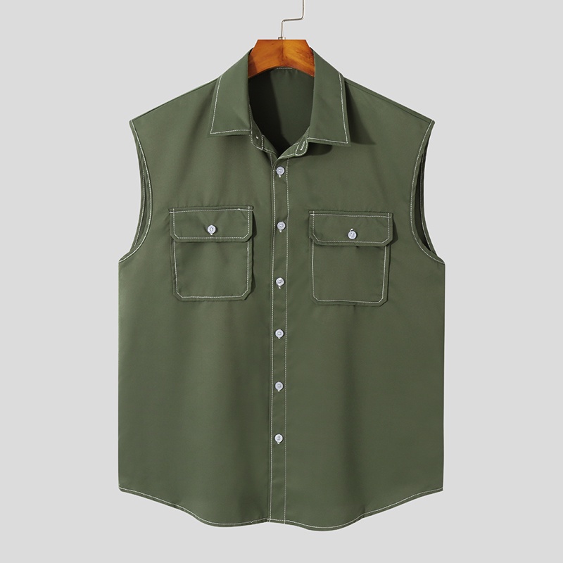 Áo Sơ Mi Sát Nách Phối Nhiều Túi Thời Trang Mùa Hè Cho Nam