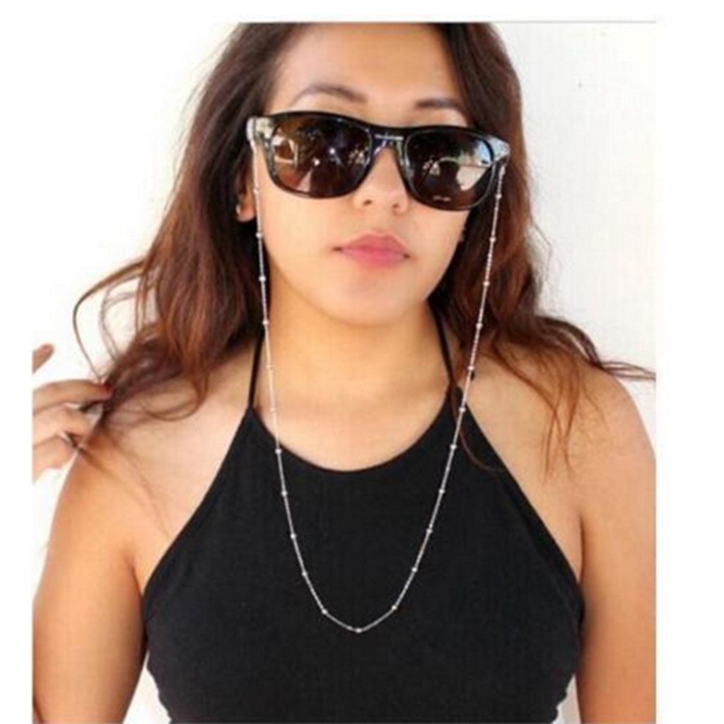 Chuỗi dây kim loại đeo mắt kính/khẩu trang đính ngọc trai giả tiện dụng