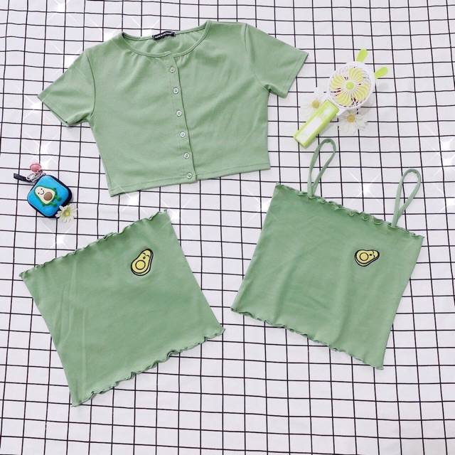 Áo TubeTop Thêu 🥑 Avocado Ulzzang Ảnh Thật