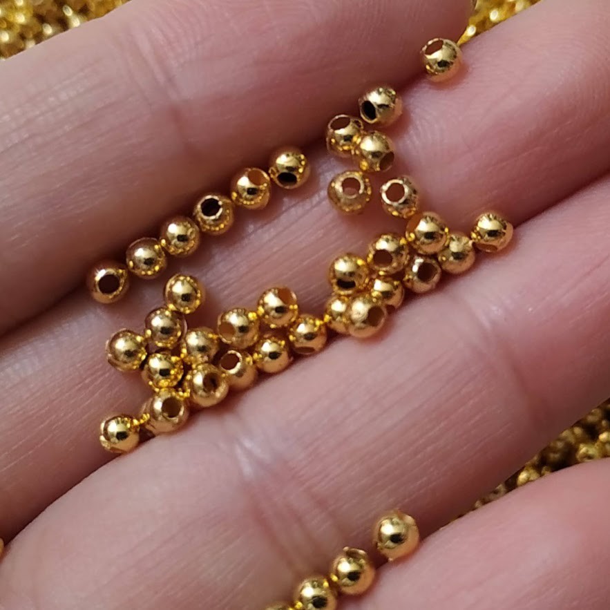 100g hạt bẹt xi vàng size 3-4-5-6mm - Nguyên liệu làm vòng tay, handmade đẹp