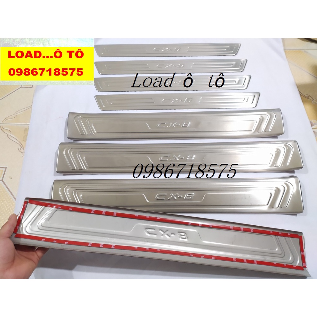 Ốp Bậc Cửa, Nẹp Bước Chân Trong Ngoài Xe Mazda CX8 2023-2019 Chất Liệu Inox Cao Cấp
