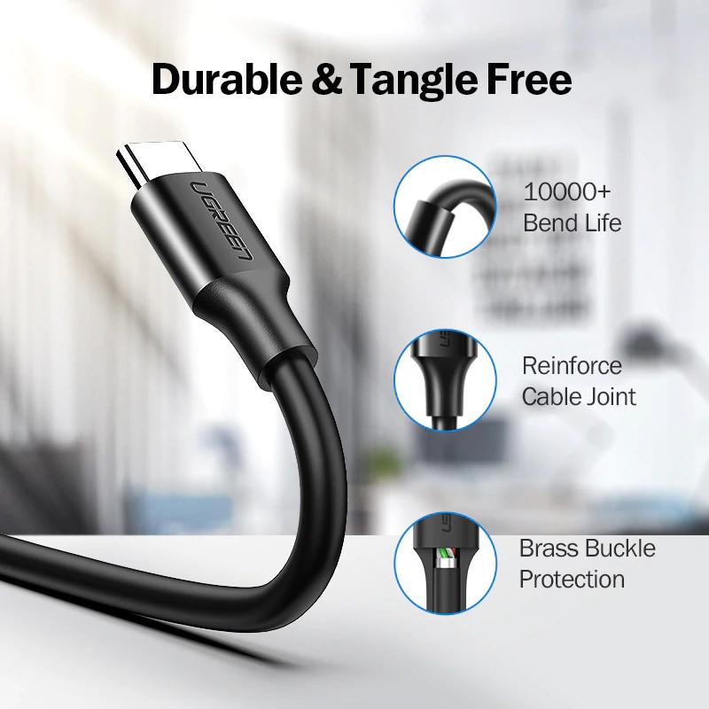 Dây cáp sạc dữ liệu USB type C UGREEN chất lượng cao cho điện thoại Xiaomi