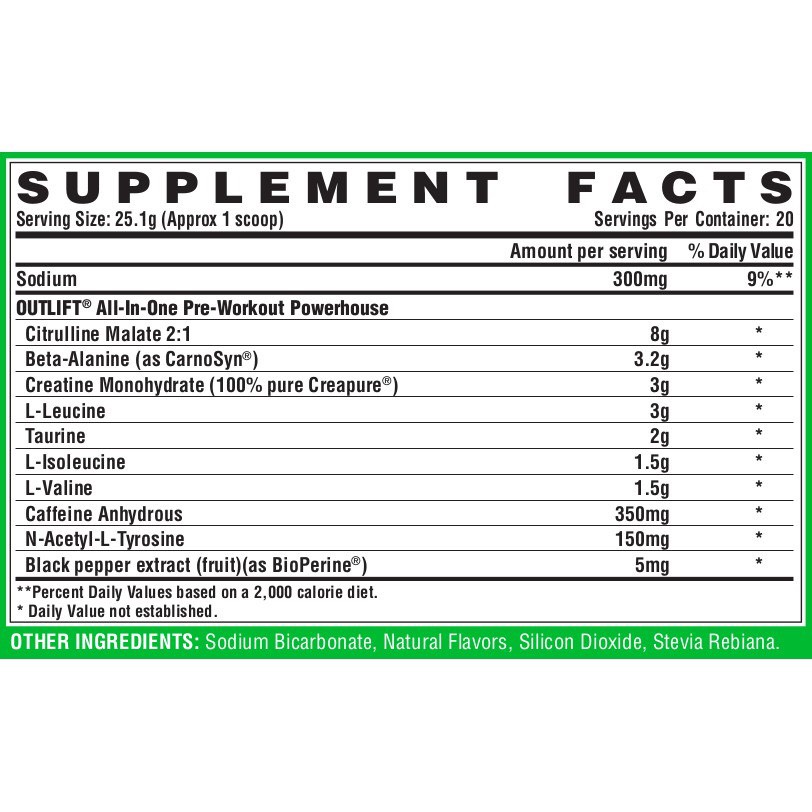 Tăng Sức Mạnh Pre-Workout Outlift Natural Nutrex Hộp 502g