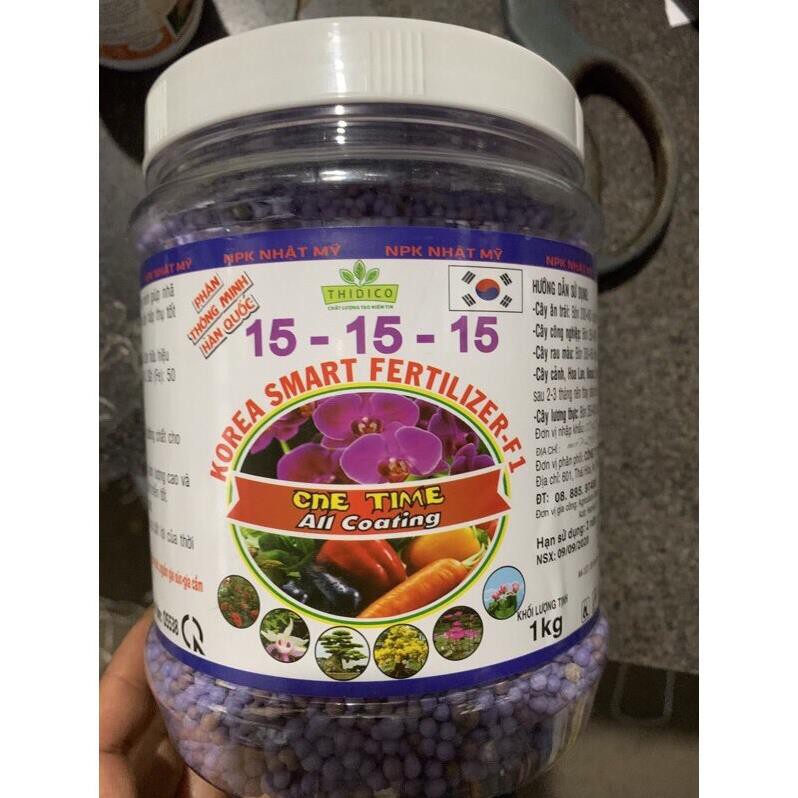 phân tan chậm Hàn Quốc 15-15-15 lọ 1 kg