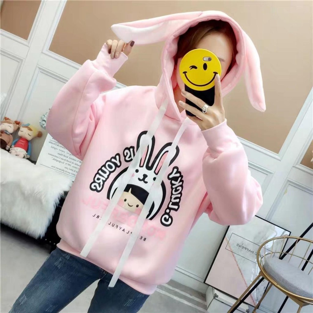 Áo Khoác Hoodie Nỉ Thời Trang Nữ Nón Tai Thỏ Siêu Cute Cho Mùa Hè Năng Động ❤️FREESHIP❤️ | WebRaoVat - webraovat.net.vn