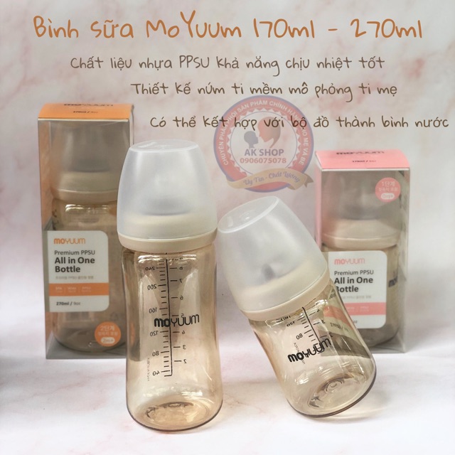 Bình sữa Moyuum 170ml -270ml nội địa Hàn Quốc