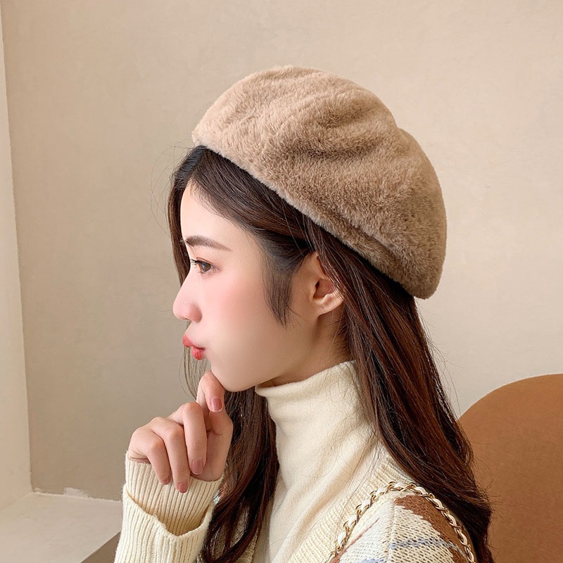 Mũ Beret Lông Nhung Màu Sắc Thời Trang Thu Đông Nhật Bản Cho Nữ