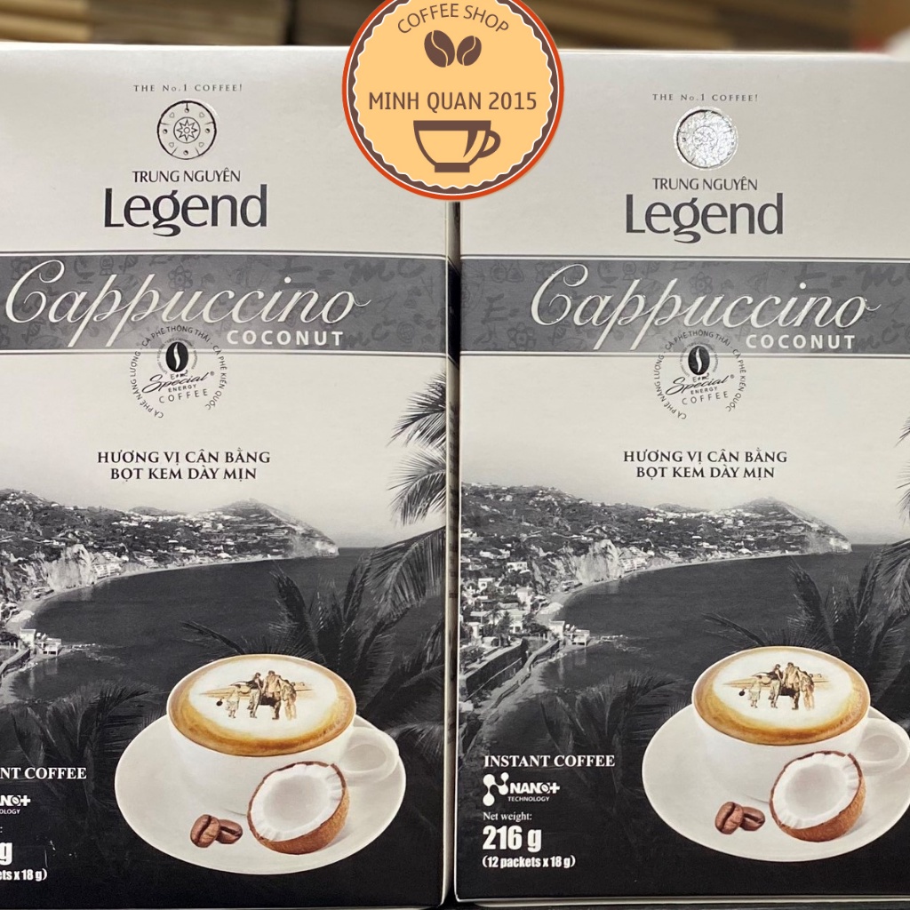 ( COMBO 1 Thùng - 12 Hộp ) Cà phê Legend Cappuccino vị Coconut 12 sticks 18gr-Trung Nguyên