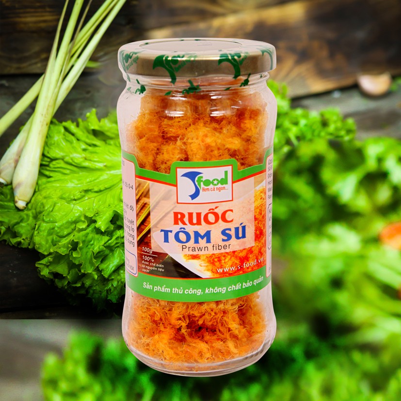 Ruốc tôm sú SFOOD ⚡GIÃ TAY THỦ CÔNG⚡ 100gr – Sợi dài bông tơi-100% tôm sú quảng canh-Không mỳ chính, không chất bảo quản