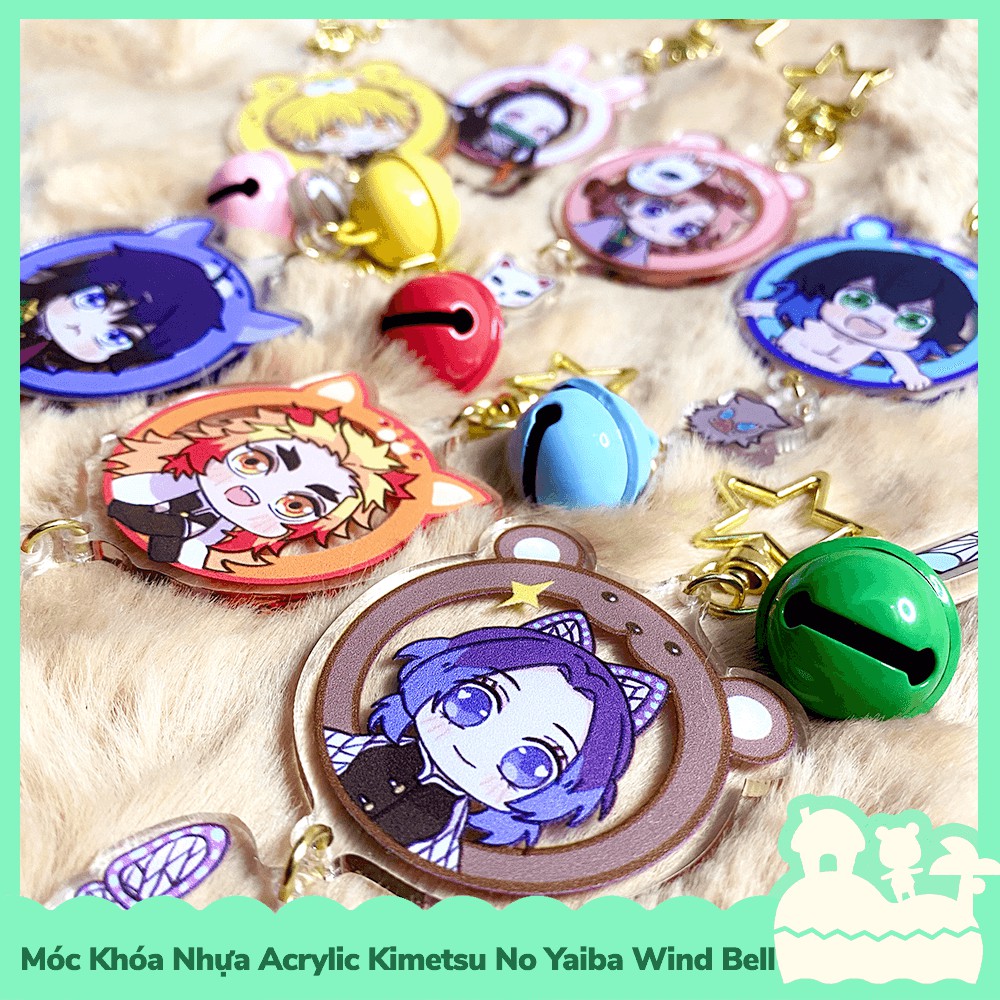 [Sẵn VN - NowShip] Móc Khóa Chuông Gió Keychain Acrylic Nhựa Trong Anime Manga Kimetsu No Yaiba Demon Slayer Wind Bell