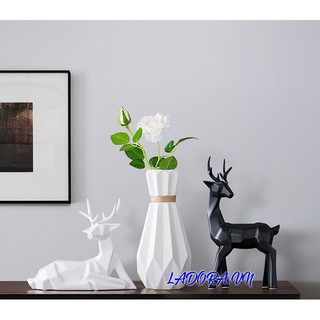 Đồ Trang Trí Phòng Khách - Cặp Hươu Và Bình Hoa Sứ (BG036)