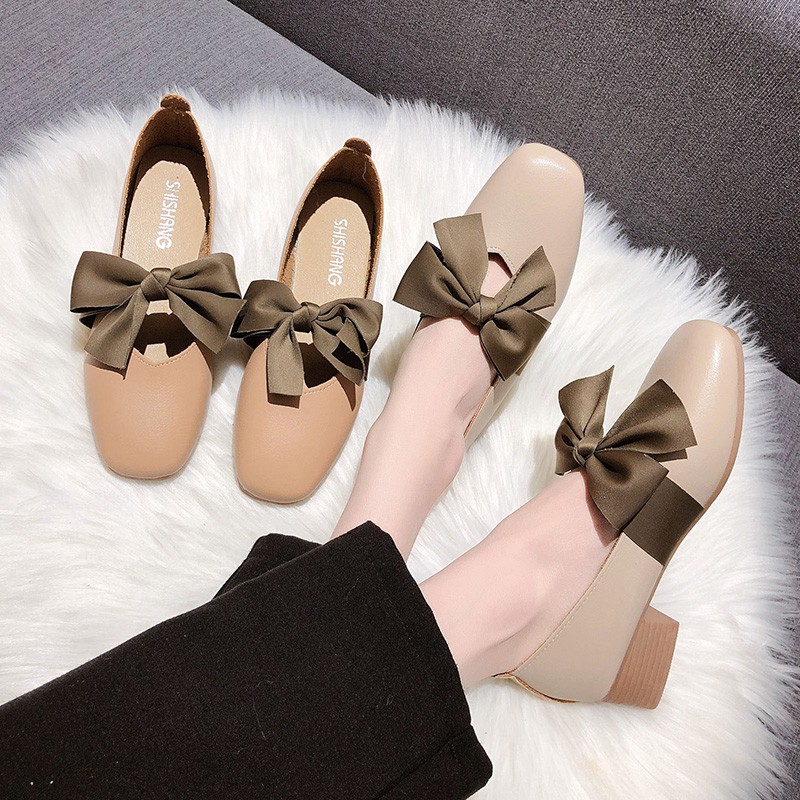 Giày Búp Bê Mũi Vuông Đính Nơ Thời Trang 2021 Cho Nữ | BigBuy360 - bigbuy360.vn