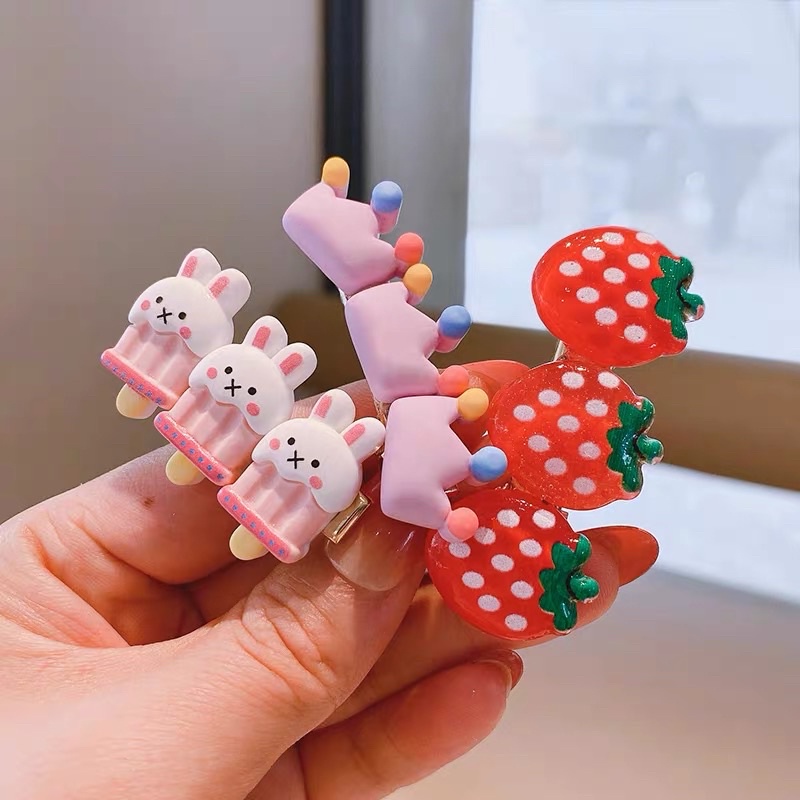 Sét 10 kẹp tóc hình hoa quả , hình hoạt hình cho bé ( shop giao màu ngẫu nhiên )
