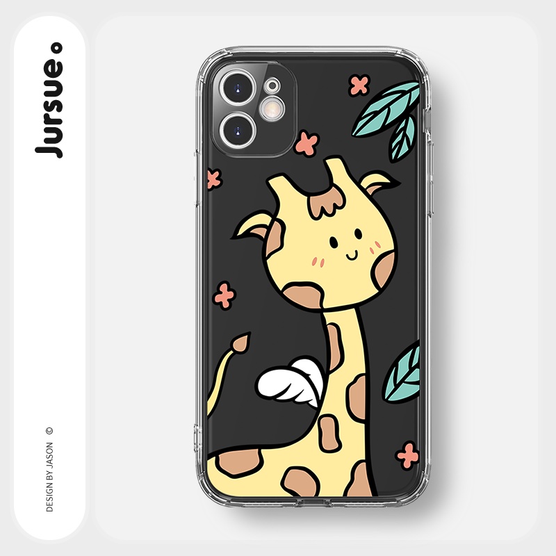 Ốp lưng JURSUE mềm hoạt hình cặp đôi dễ thương đẹp cho iPhone 13 12 11 Pro Max SE 2020 X XR XS ip 8 7 Plus kute Y1754