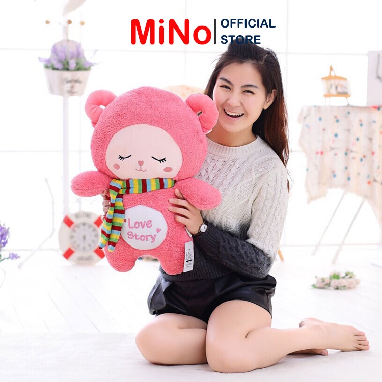 Gấu Bông Cừu Quàng Khăn Nhồi Bông Cao Cấp 30cm Mino TH34