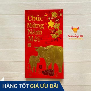 Bao Lì Xì Hình Trâu Mạ Vàng Dày Cao Cấp Sang Trọng Gía Sỉ Đựng Vừa Tờ 500k và 100USD Không Gấp Đôi