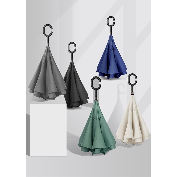 Ô dù xe đảo ngược ô dài xử lý ô ô nam đôi quá khổ ô tự động chống gió đôi lớn sáng tạo thẳng thẳng ô dù nữ