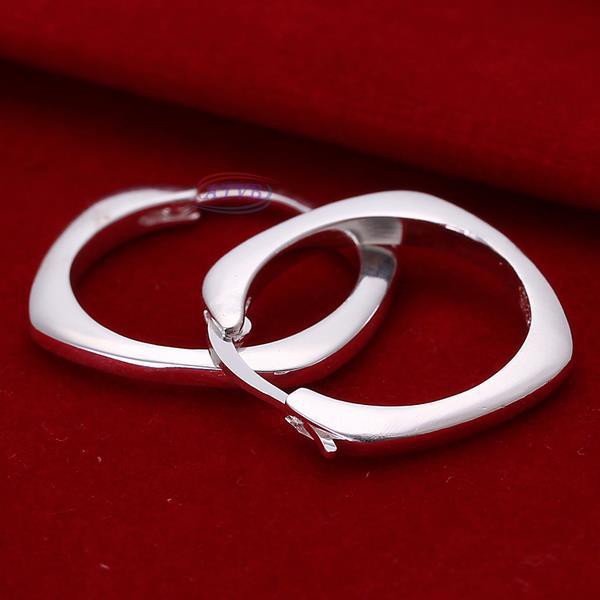 AB New Fashion Jewelry 925 Sterling Silver Flat Square Round Ear Ring Earrings Ear Clip For Women Gi