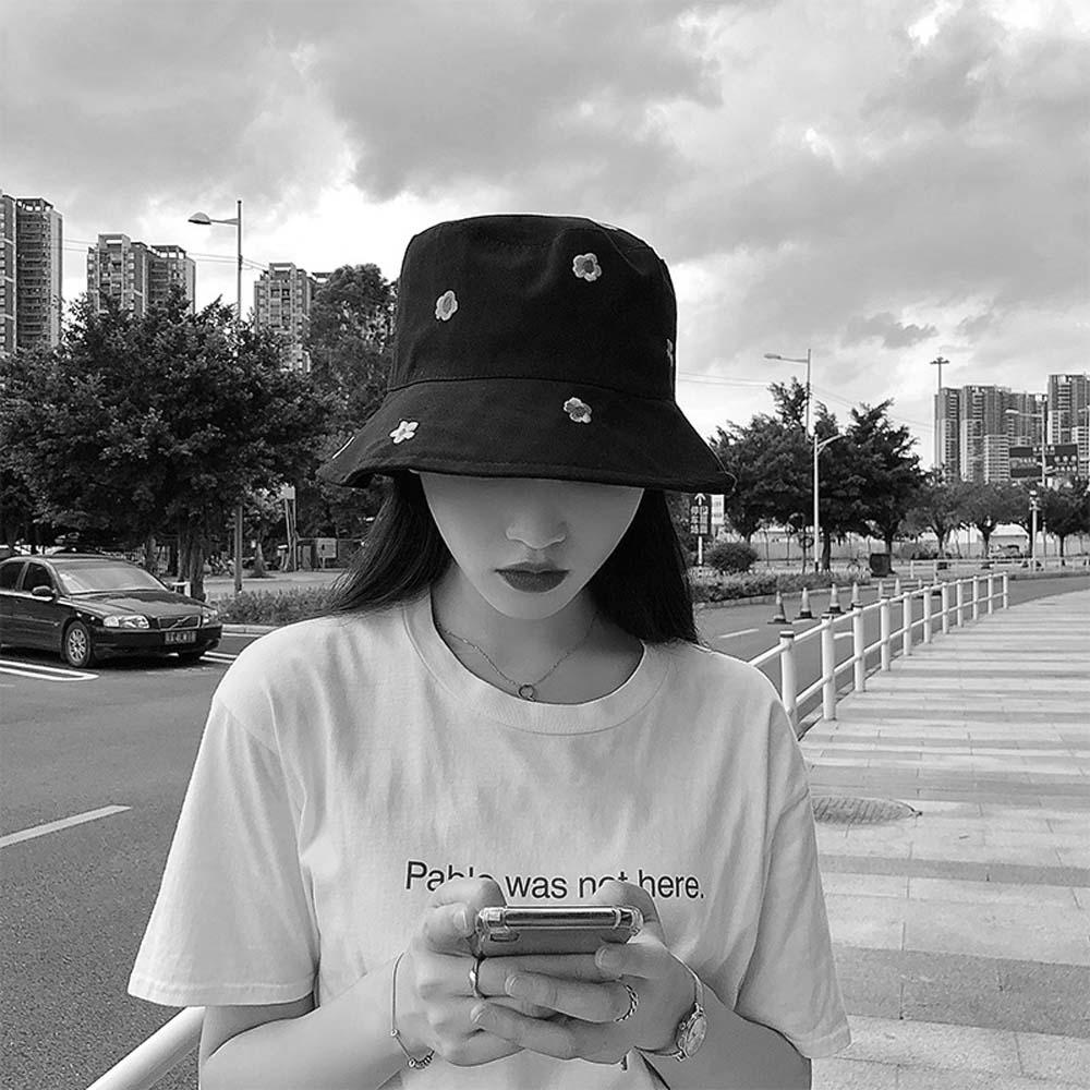 Mũ Bucket Thêu Hoa Thời Trang Hè Xinh Xắn Cho Nữ